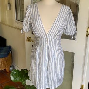 Cute new white dress with blue stripes